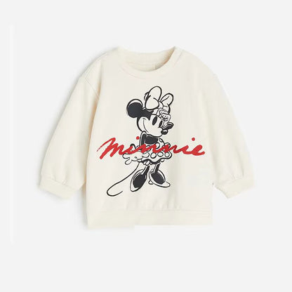 Minnie Magic: Cartoon Full-Print Sweatshirt and Pants Set for Girls