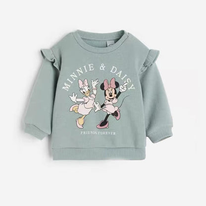 Minnie Magic: Cartoon Full-Print Sweatshirt and Pants Set for Girls