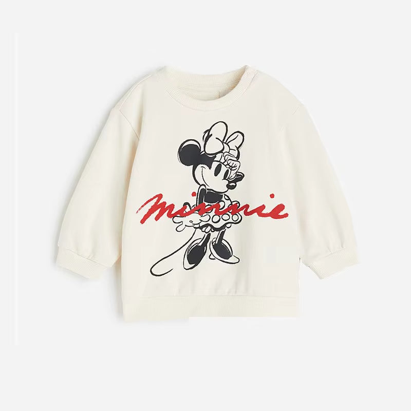 Minnie Magic: Cartoon Full-Print Sweatshirt and Pants Set for Girls