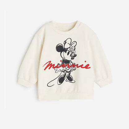 Minnie Magic: Cartoon Full-Print Sweatshirt and Pants Set for Girls